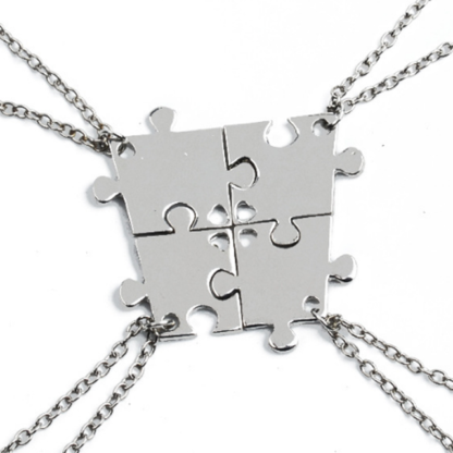 4 BEST FRIEND Forever And Ever Jigsaw Puzzle Pendants Necklace