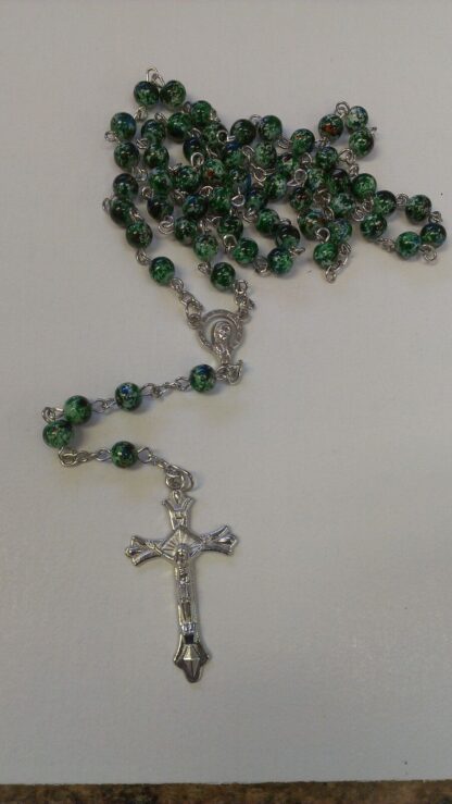 Granite style Acrylic Prayer Beads Crucifix Necklace-ROSARY Granite style Glass